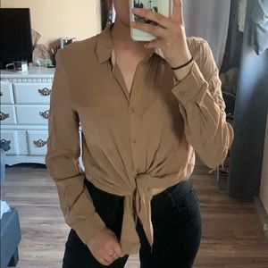 Tan button down
